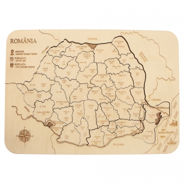 Puzzle cu harta judete Romania din lemn